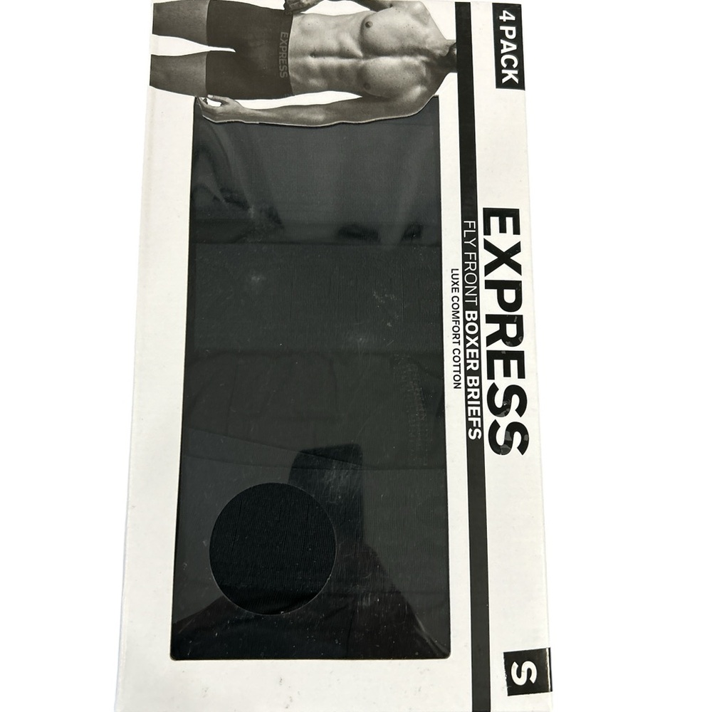 Express Men's Fly Front Boxer Briefs - Black and White Packaging Small